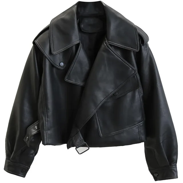 Fashion Black Motorcycle Pu Leather Jacket Black - Shop at LoveMi