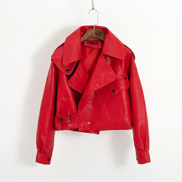 Fashion Black Motorcycle Pu Leather Jacket Red - Shop at LoveMi