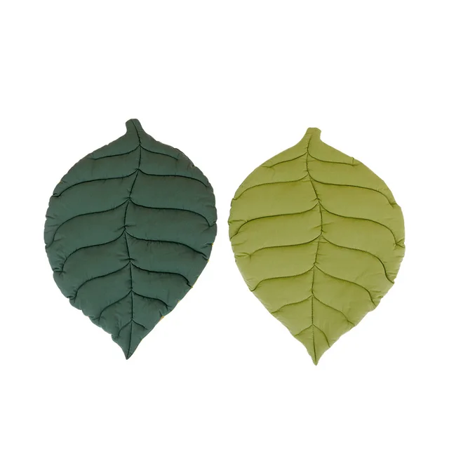 Leaf Shape Soft Dog Bed Mat Soft Crate Pad Machine Washable Mattress for Large Medium Small Dogs and Cats Kennel Pad Green - Shop at LoveMi
