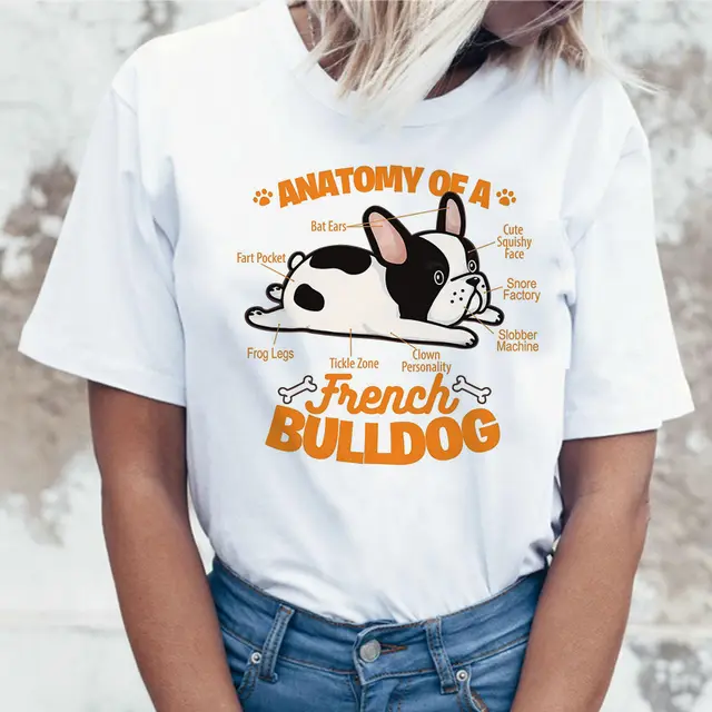 Cartoon Animal Cat And Dog Print Slim Round Neck Street Trendy Women's Shirt H - Shop at LoveMi