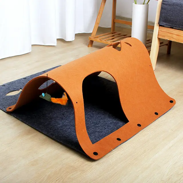 2 in 1 DIY Combined Cat Tunnel Toy Removable Felt Cat Nest House Puppy Ferrets Rabbit Play Dog Tunnel Tubes Brown - Shop at LoveMi