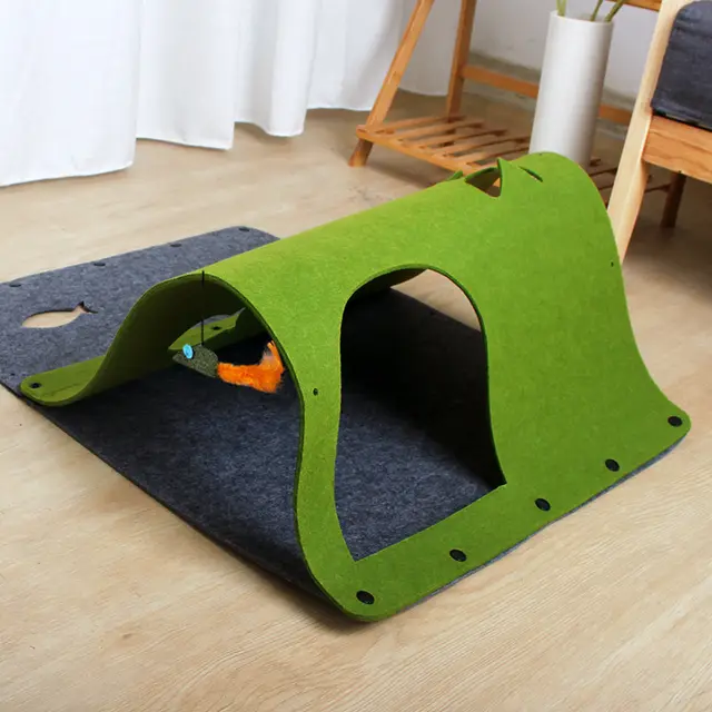 2 in 1 DIY Combined Cat Tunnel Toy Removable Felt Cat Nest House Puppy Ferrets Rabbit Play Dog Tunnel Tubes Green - Shop at LoveMi