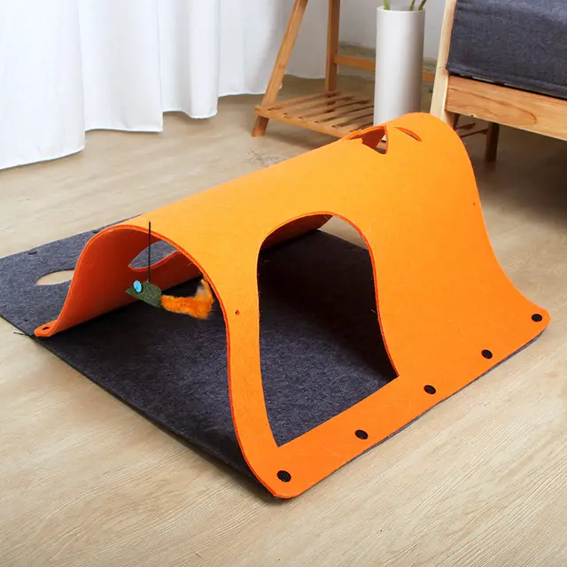 2 in 1 DIY Combined Cat Tunnel Toy Removable Felt Cat Nest House Puppy Ferrets Rabbit Play Dog Tunnel Tubes - Orange - View 1