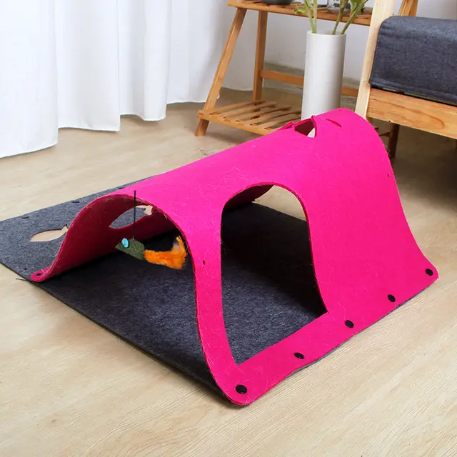 2 in 1 DIY Combined Cat Tunnel Toy Removable Felt Cat Nest House Puppy Ferrets Rabbit Play Dog Tunnel Tubes Rose Red - Shop at LoveMi