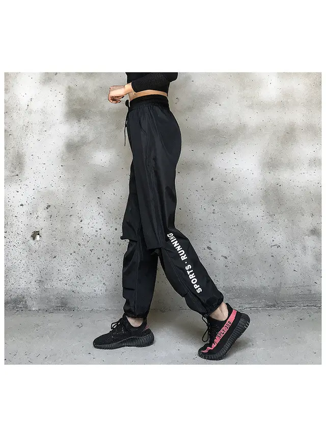Fast Printed Hip Hop Overalls Loose Track Pants Black - Shop at LoveMi
