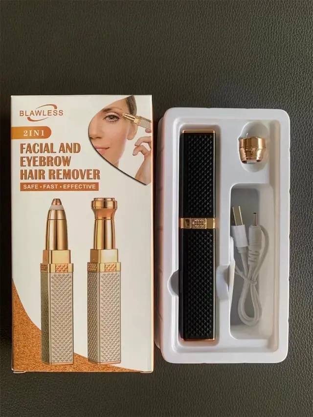 USB Rechargeable Lipstick Shaver 2 in 1 Ladies Eyebrow Trimmer Black - Shop at LoveMi