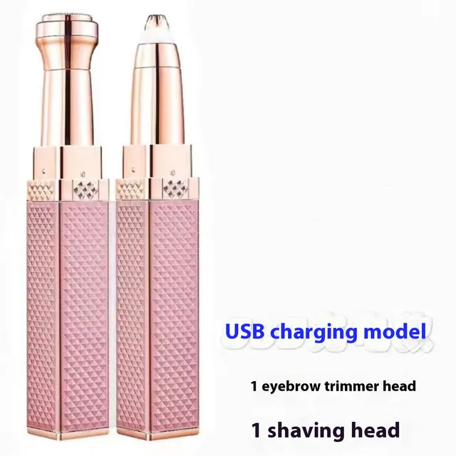 USB Rechargeable Lipstick Shaver 2 in 1 Ladies Eyebrow Trimmer Rose Gold - Shop at LoveMi
