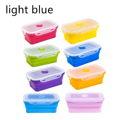 Foldable Platinum Silicone Lunch Box Light Blue - Shop at LoveMi