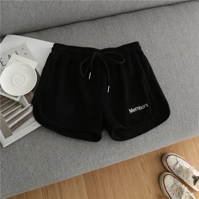 Letter Embroidery Sports Wide leg Shorts Women Loose Casual Outdoor Running Yoga Pants Black - Shop at LoveMi