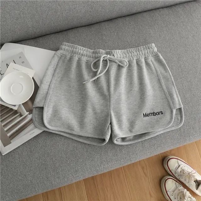 Letter Embroidery Sports Wide leg Shorts Women Loose Casual Outdoor Running Yoga Pants Grey - Shop at LoveMi