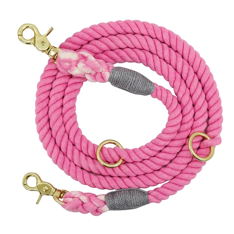 Two-In-One Drag Two Double-Headed Double Dog Walking Dog Rope Half-Chain Collar Small Dog - Pink