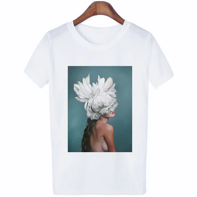 Personalized Art Girl Print Casual T shirt White - Shop at LoveMi