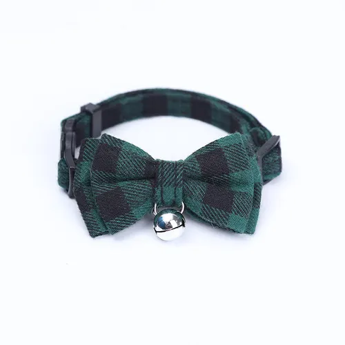 Pet Collar Cat British Style Bow Collar Puppy Bow Tie Cute Bell Necklace Cat Jewelry Collar Green - Shop at LoveMi
