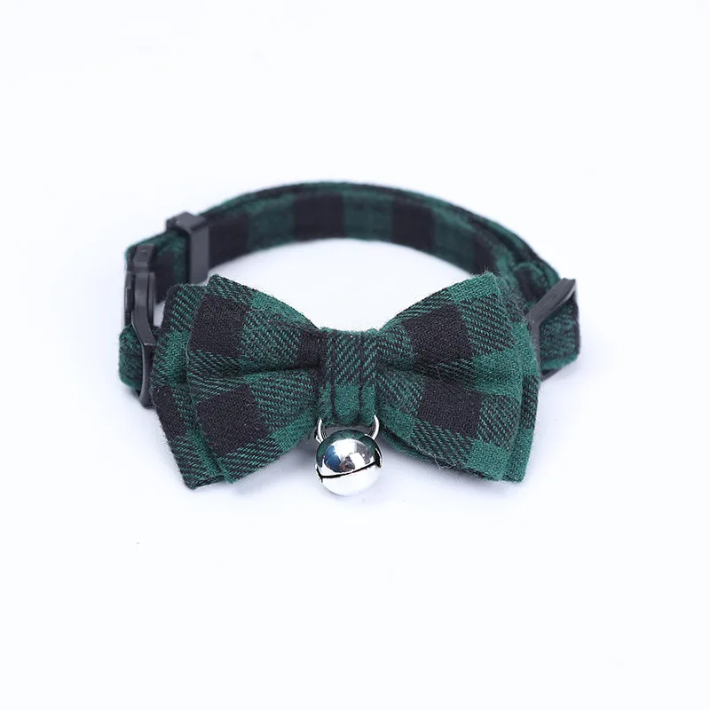 Pet Collar Cat British Style Bow Collar Puppy Bow Tie Cute Bell Necklace Cat Jewellery Collar - Green - View 1