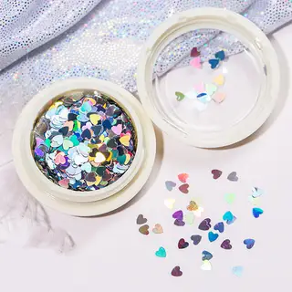 Ultra-thin Matt Peach Heart Nail Sequins - Colorful - View 1