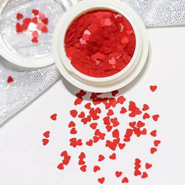 Ultra thin Matt Peach Heart Nail Sequins Red - Shop at LoveMi