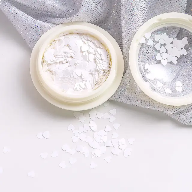 Ultra thin Matt Peach Heart Nail Sequins White - Shop at LoveMi