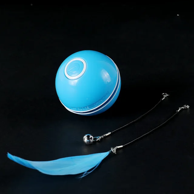 Replaceable Feather Proof Charging Rolling Automatic Funny Cat Toy Ball Blue - Shop at LoveMi