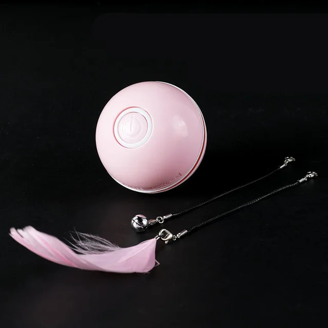 Replaceable Feather Proof Charging Rolling Automatic Funny Cat Toy Ball Pink - Shop at LoveMi