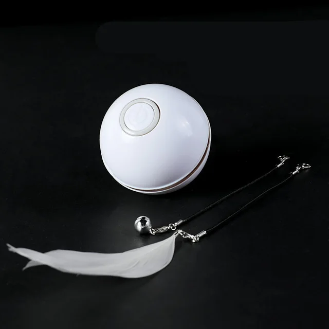 Replaceable Feather Proof Charging Rolling Automatic Funny Cat Toy Ball White - Shop at LoveMi