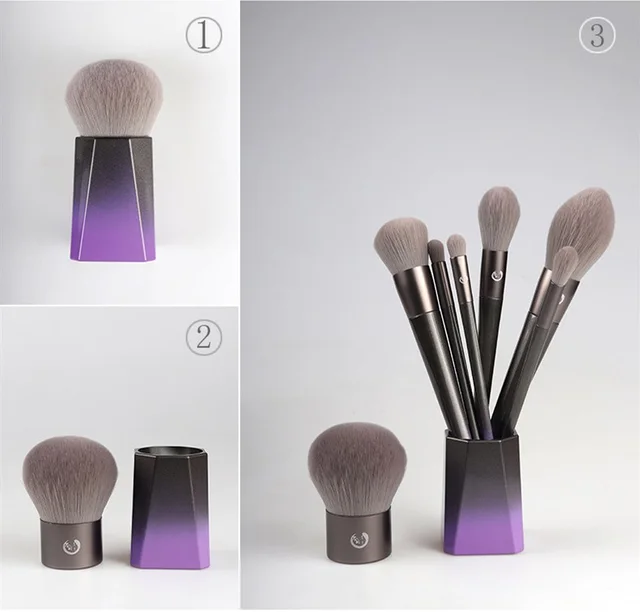 Eye and Face Loose Powder High Gloss Blush Smudge Makeup Brush Set Purple - Shop at LoveMi
