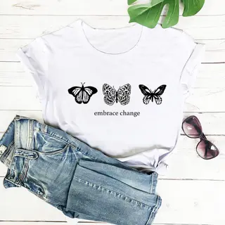 European and American Cross-Border Round Neck Short Sleeve Foreign Trade Printed T-shirt - White