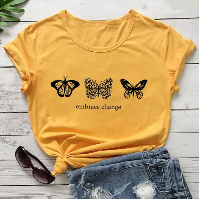 European and American Cross Border Round Neck Short Sleeve Foreign Trade Printed T shirt Yellow - Shop at LoveMi