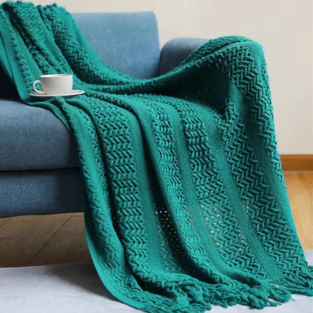 Nordic Sofa Blanket Knitting Homestay Hotel Bed Flag Green - Shop at LoveMi