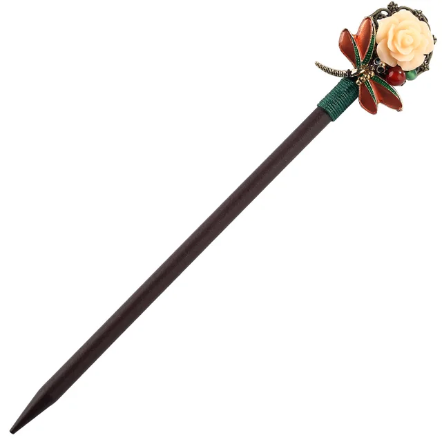 Simple and Modern Daily Pan Head Shaking Wooden Hairpin Black - Shop at LoveMi