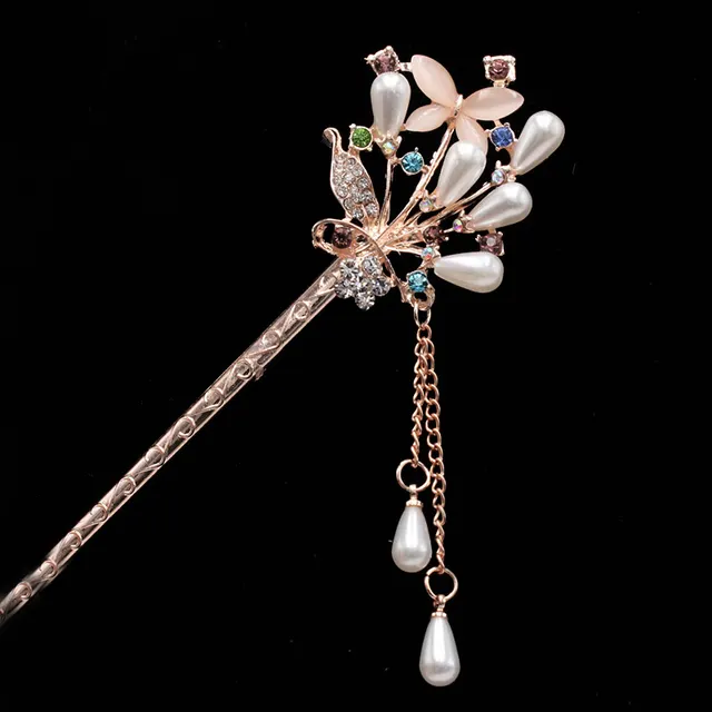 Step By Step Hanfu Accessories Plate Hair Alloy Rhinestone Hairpin H - Shop at LoveMi
