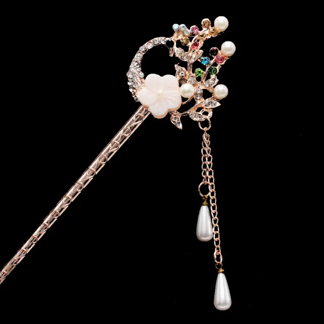 Step By Step Hanfu Accessories Plate Hair Alloy Rhinestone Hairpin I - Shop at LoveMi
