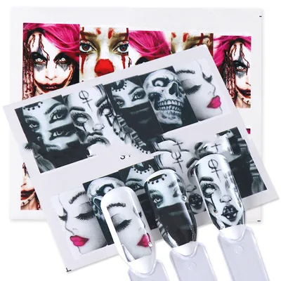 Black and White Color Skull Element Set Nail Stickers - Shop at LoveMi
