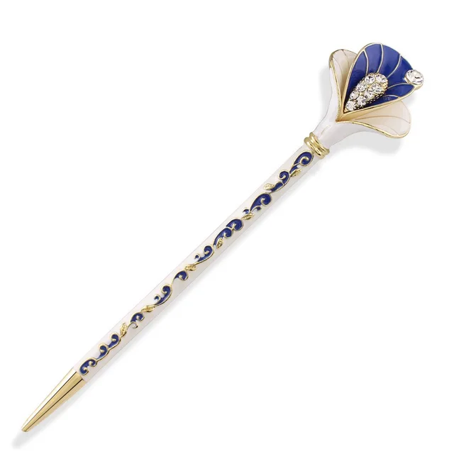 Alloy Palace Step Shaking Plate Hairpin Blue and White Porcelain Gold - Shop at LoveMi