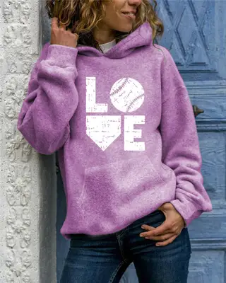 Animal Print Round Neck Hoodie - Light Purple