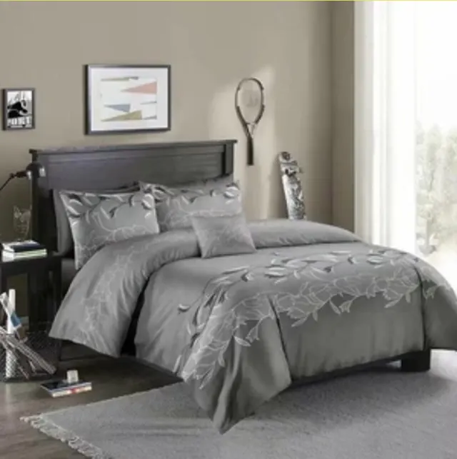 Three piece Simple Plain Black Printing Bedding Set Grey - Shop at LoveMi