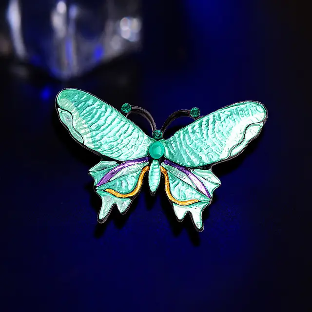 Women's Dripping Enamel Butterfly Brooch Green - Shop at LoveMi