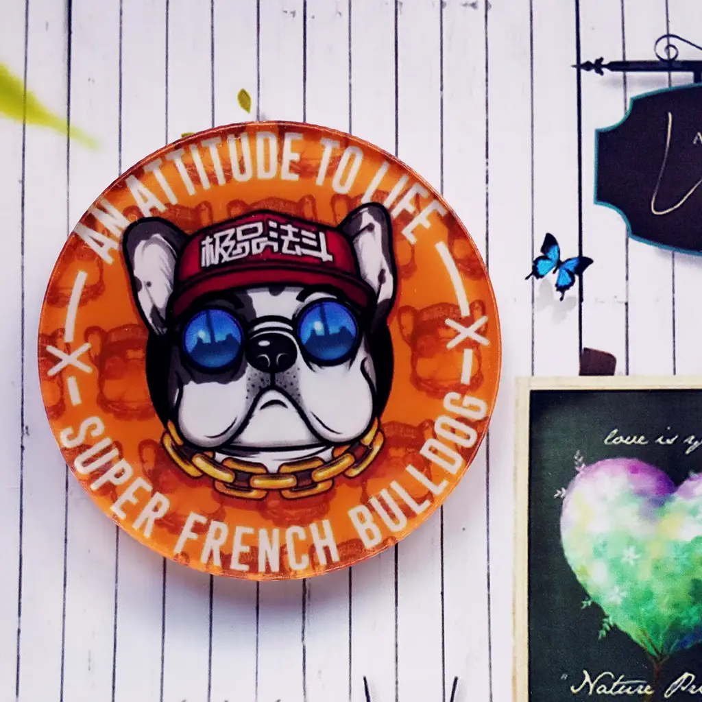 Cute Acrylic Brooch Pet Teddy Law Dog Fighting Medal Badge Badge