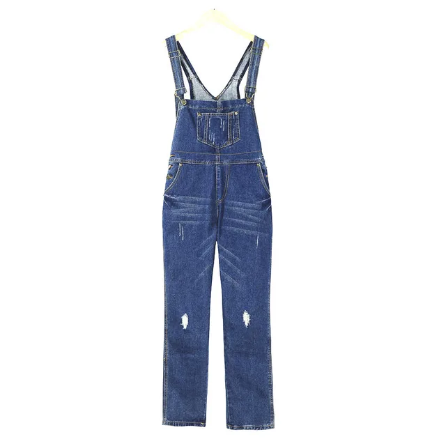 Shredded denim jumpsuit overalls Blue - Shop at LoveMi