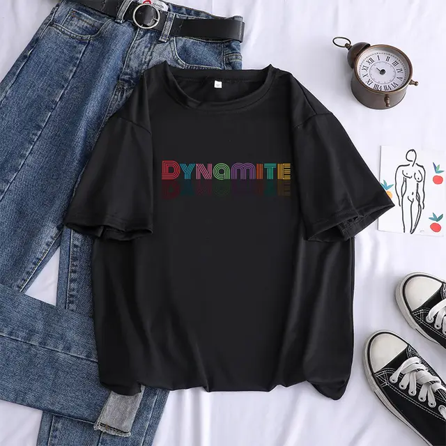 Hip Hop T shirt Ladies Harajuku Short Sleeve Pullover Black - Shop at LoveMi