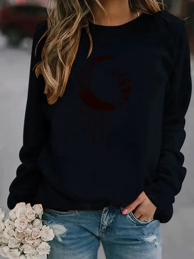 Animal European and American Print Crew Neck Sweater Black - Shop at LoveMi