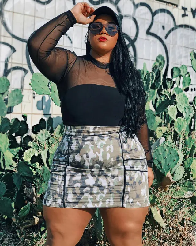 Printed Stitching Plus Size Fat Woman Skirt Green - Shop at LoveMi