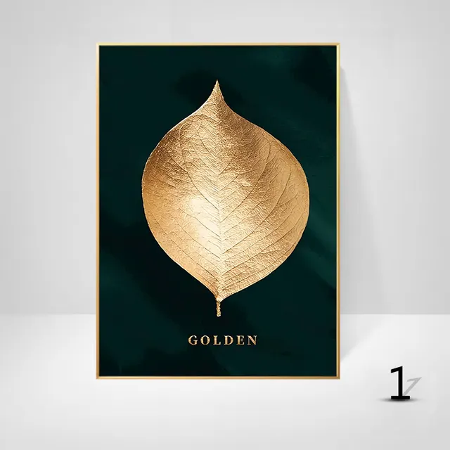Modern Black Gold Foliage And Simple Nordic Letters - Shop at LoveMi