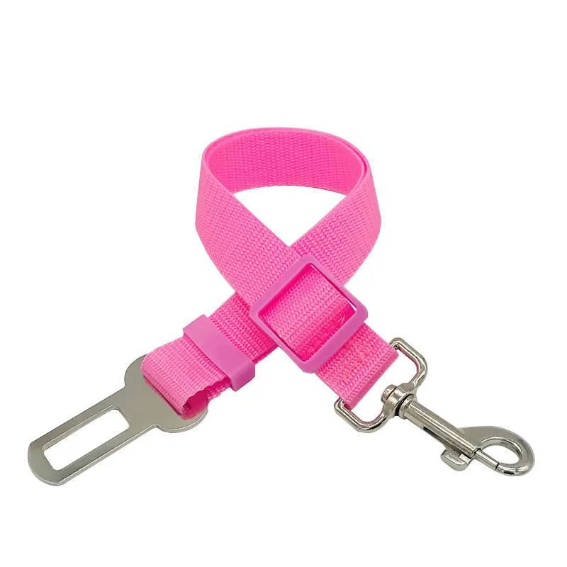 Dog Traction Belt Telescopic Rope Car Car Rope - Pink - View 1