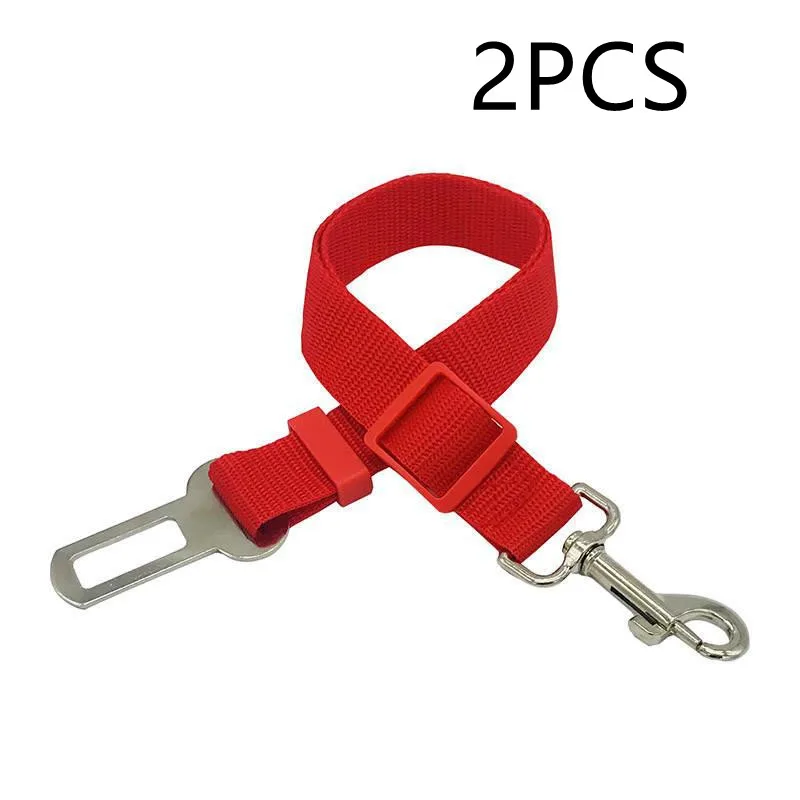 Dog Traction Belt Telescopic Rope Car Car Rope - Red 2Pcs