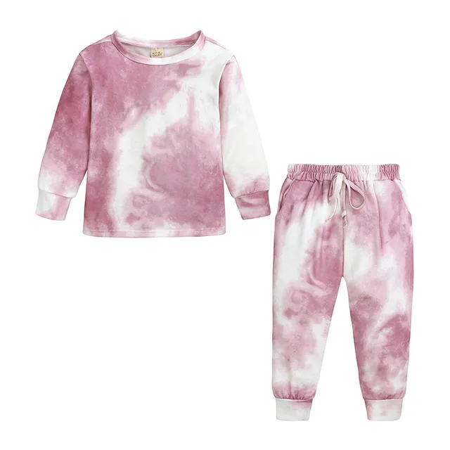 New Tie Dye Printed Parent Child Fashion Two Piece Suit Pink - Shop at LoveMi