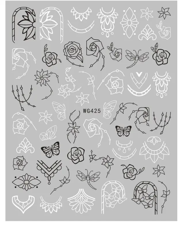 Nail Sticker Export Black and White Line Nail Sticker I - Shop at LoveMi