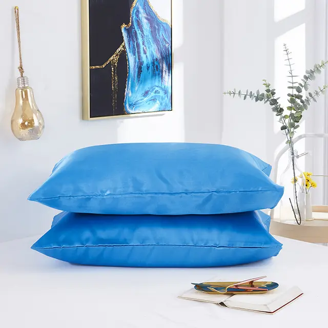 Simple Pillowcase Satin Imitation Silk Pure Color Bedding F - Shop at LoveMi