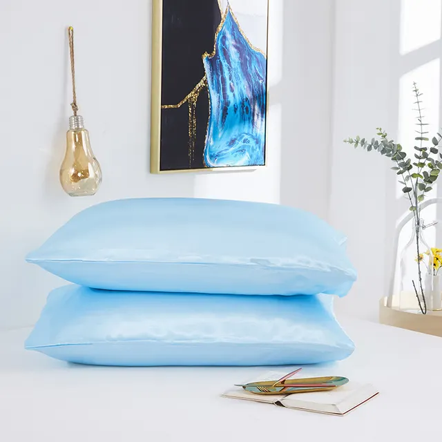 Simple Pillowcase Satin Imitation Silk Pure Color Bedding P - Shop at LoveMi