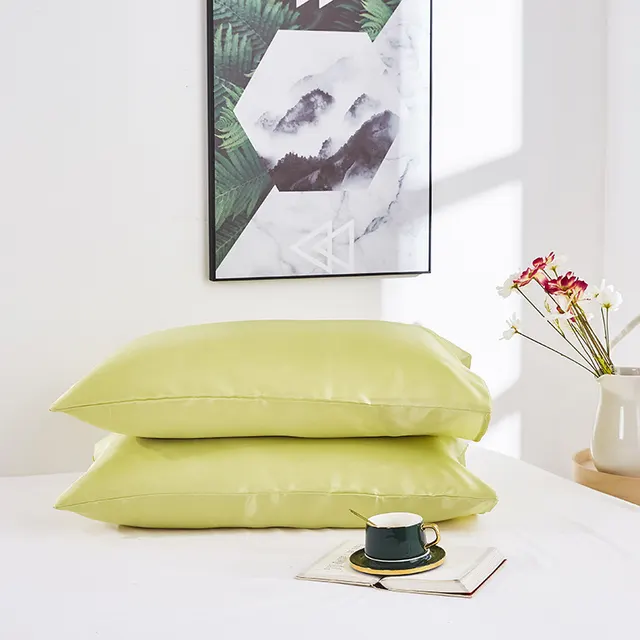 Simple Pillowcase Satin Imitation Silk Pure Color Bedding S - Shop at LoveMi
