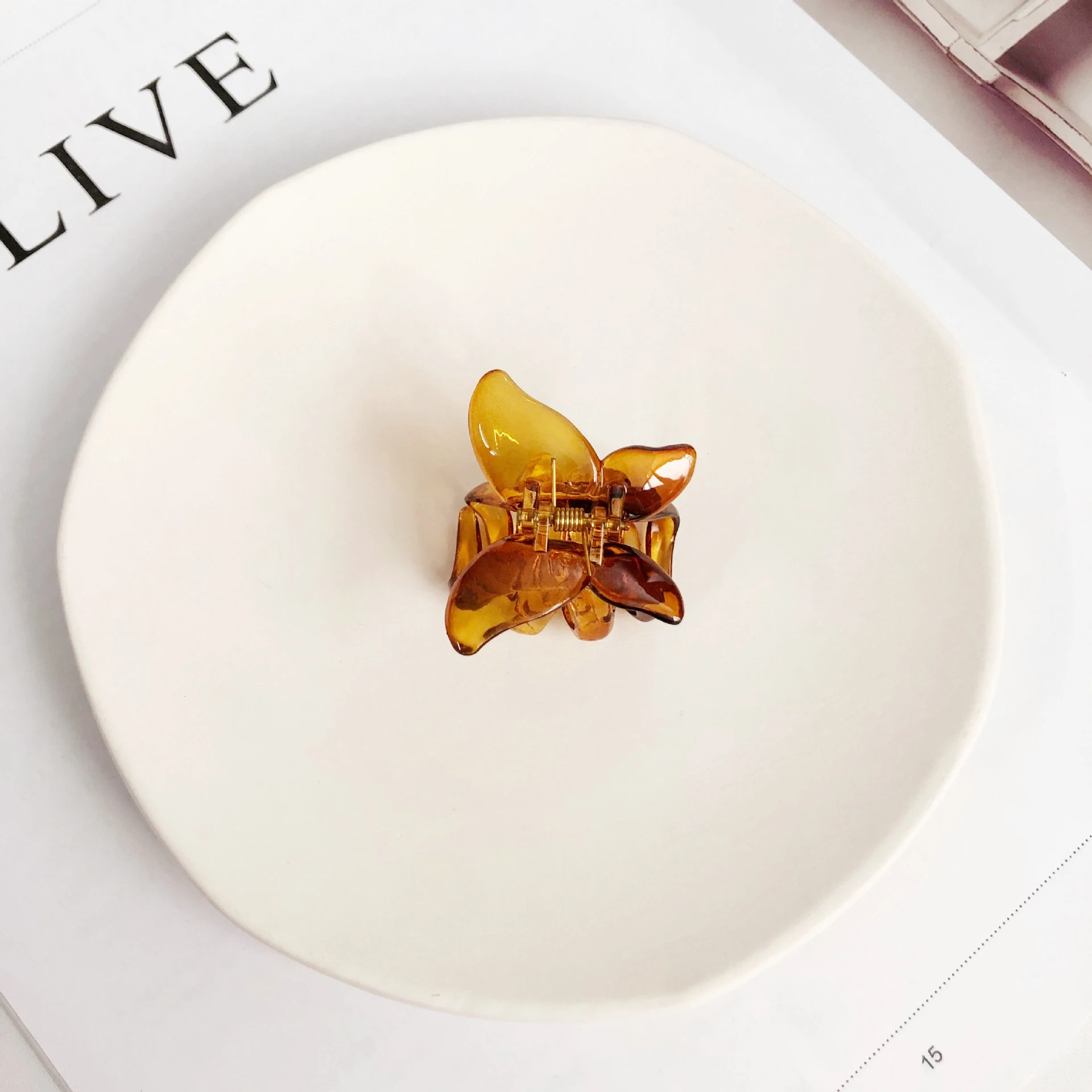 Back Of The Head Hair Clip Cute Side Clip Hair Accessories Half Tail Grab Clip - Amber